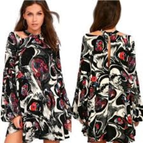 Free People XS Open Shoulder Blouse Tunic Dress - Picture 2 of 10